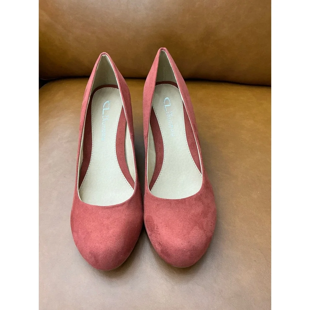 CL by Laundry Nima Wedge Pump Womens 7.5 Rust  Faux Suede Almond Toe